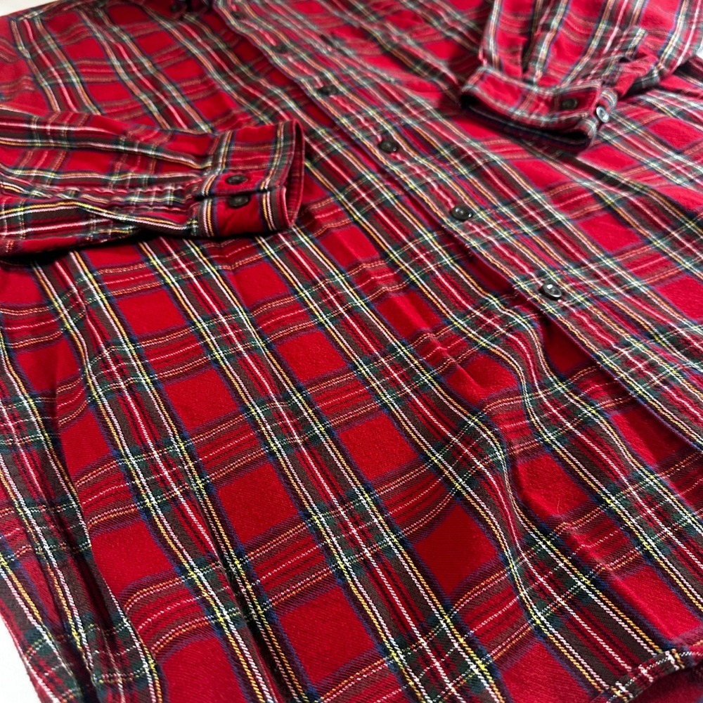 L.L. Bean Plaid Button Down Flannel Mens L Utility Plaid Forward Cabin Workwear - Picture 3 of 8